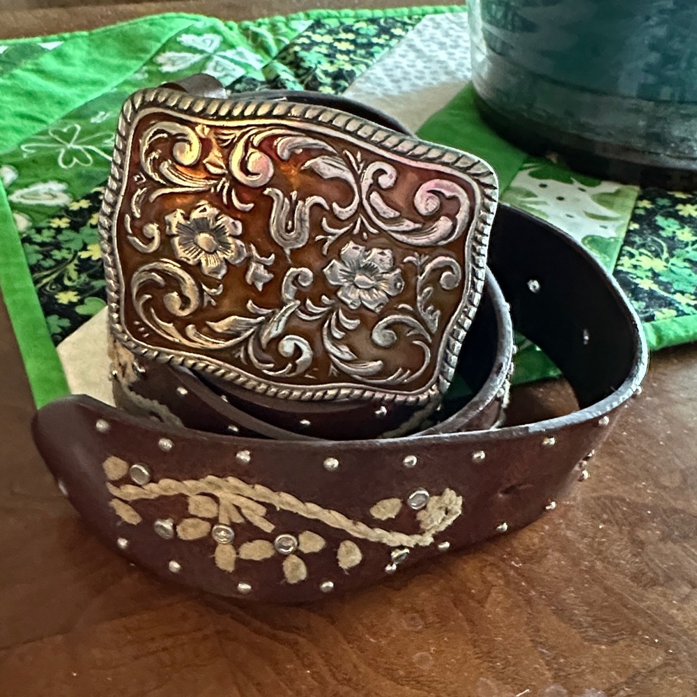 Vintage Western Brown Leather Belt size XL